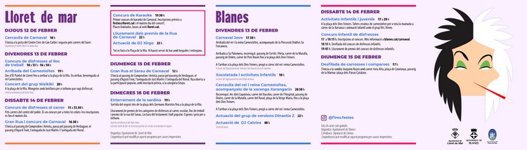 Activitats del Carnaval Costa Brava Sud